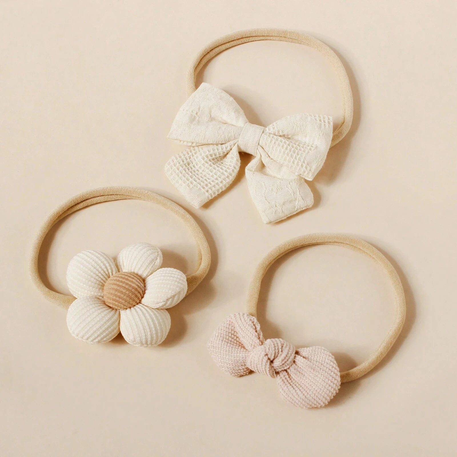 5pcs Beige Fashion Hair Accessories Different Style Girls Bow Hairband Toddler Daily Decor Floral Headband