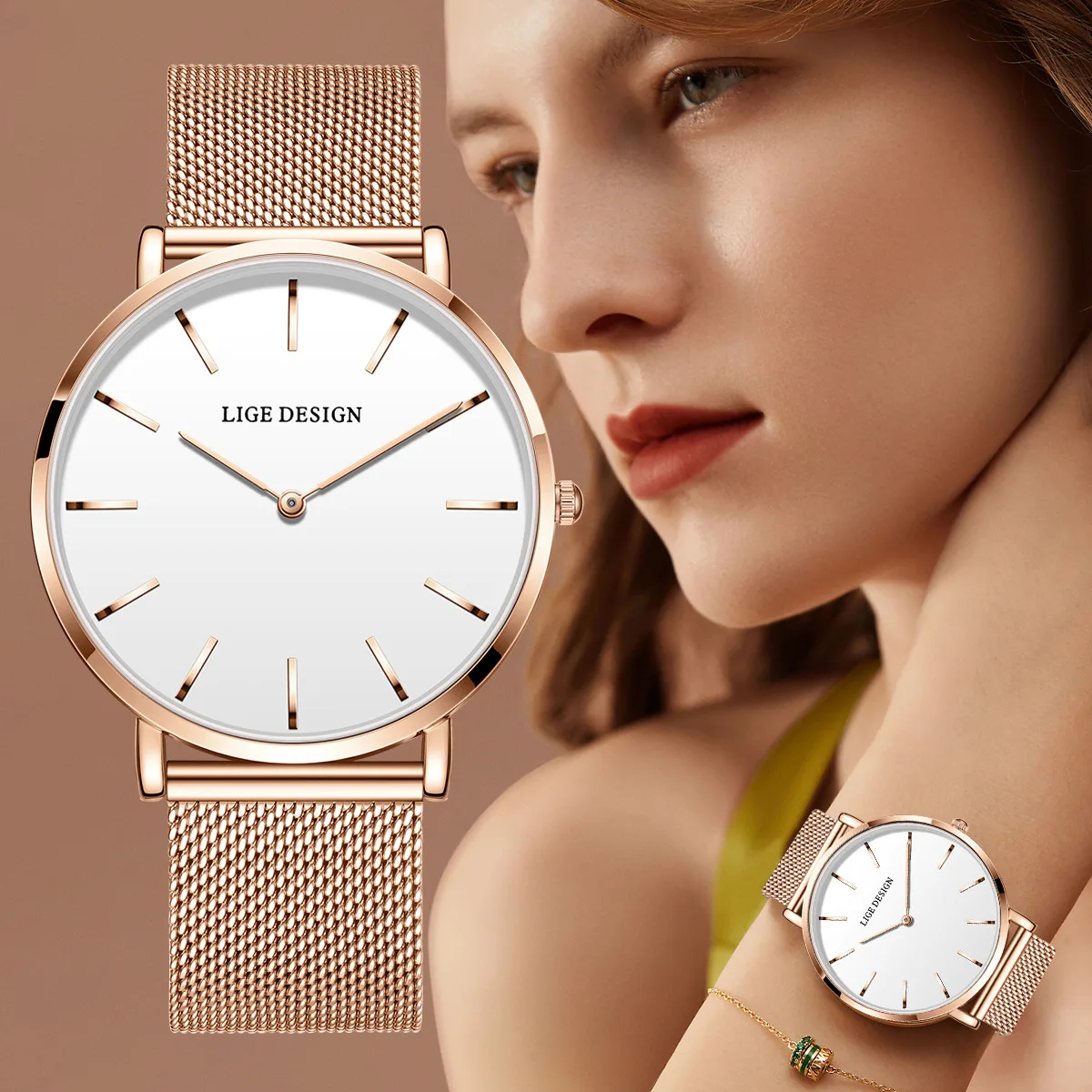 

LIGE модные женские часы элегантные простые деловые водонепроницаемые женские часы 30 м роскошные классические кварцевые наручные часы из нержавеющей стали