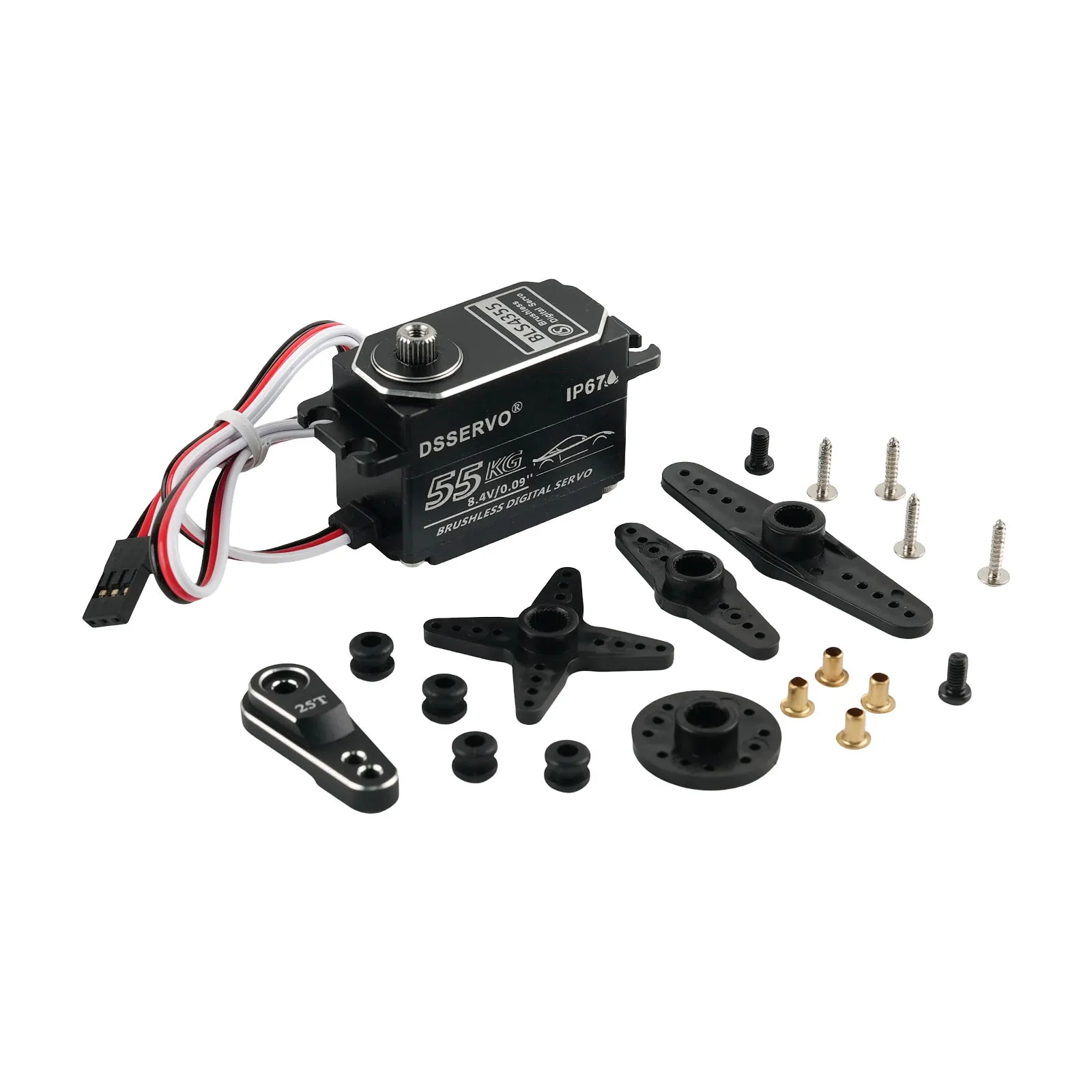 Moteur sans balais servo numérique tout en métal BLS4355 55KG à corps court 180 ° /270 °   Pièces de servos à commande d'angle pour modèle de robot/voiture RC