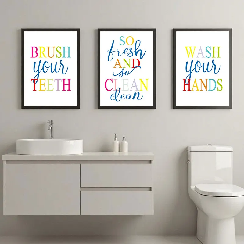 Colorful Typography Bathroom Quotes Canvas Art Poster Prints Modern Cute Wall Decorative Picture Minimalist Home Toilet Decor