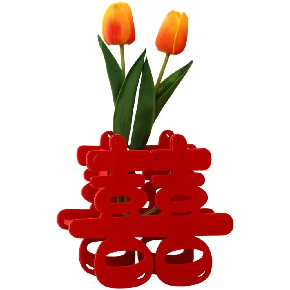 Good Fortune Wedding Red Flower Vase Good Luck Best Wishes Flower Arrangement Vase Blessings Flower Pot Basket