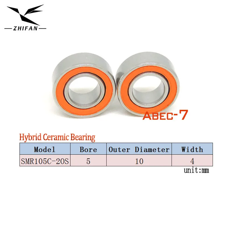 5pcs SMR105C 2OS 5x10x4 Stainless Steel Hybrid Ceramic Bearing SMR105 2RS 5*10*4 Ceramic Ball Bearing MR105 RS DDU RC Bearing