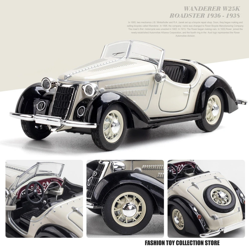 1: 32 WANDERER W25KROADSTER Alloy Car Model High Simulation Diecasts Toy With Sound and Light Pull Back Vehicles Decoration Toys