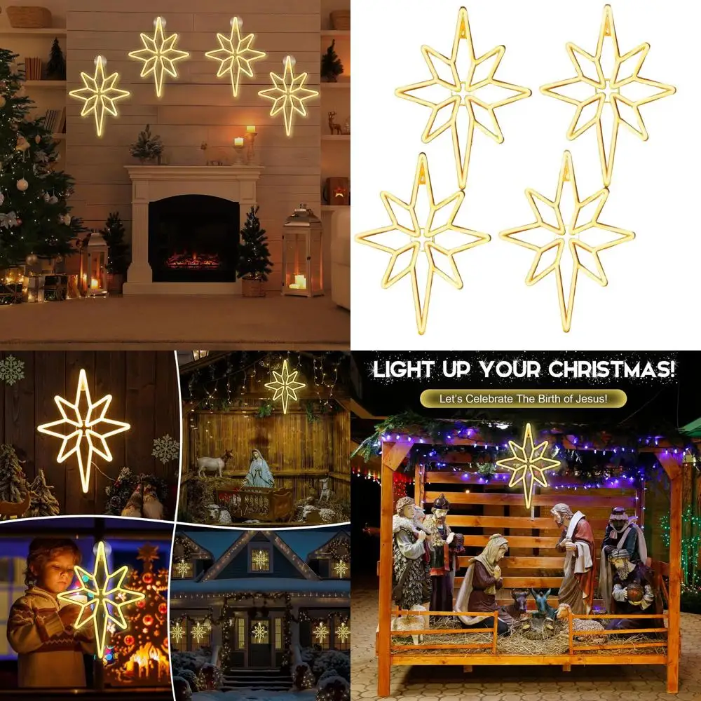 

16-дюймовое светодиодное украшение для окна Bethlehem Star, рождественский рождественский светильник, для внутреннего и наружного использования, теплый белый свет с питанием от USB/батарейки