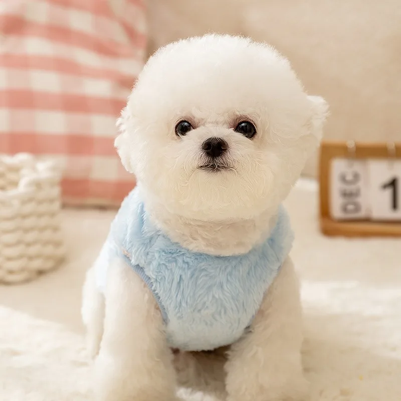 Puppy Egg Flower Clothes Cute Macaroon Color Vest Winter Warm Fleece Teddy Solid Color Coat Pet Supplies XS-XL