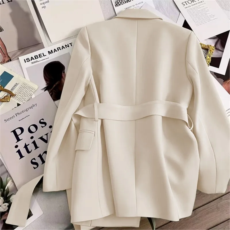 Elegante giacca sportiva donna autunno nuovo colore solido cravatta giacca temperamento versione coreana del vestito di tendenza casual abbigliamento donna