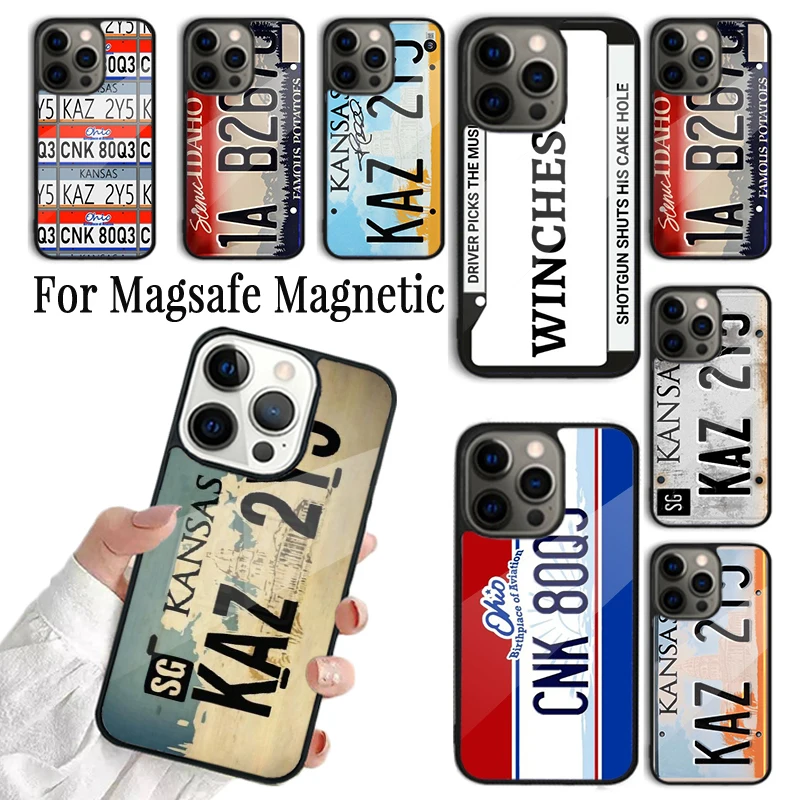 Coque Phone Case For iPhone 16 15 14 13 12 11 Pro Max Plus Magsafe Magnetic Wireless Charging Cover Supernatural License Plate