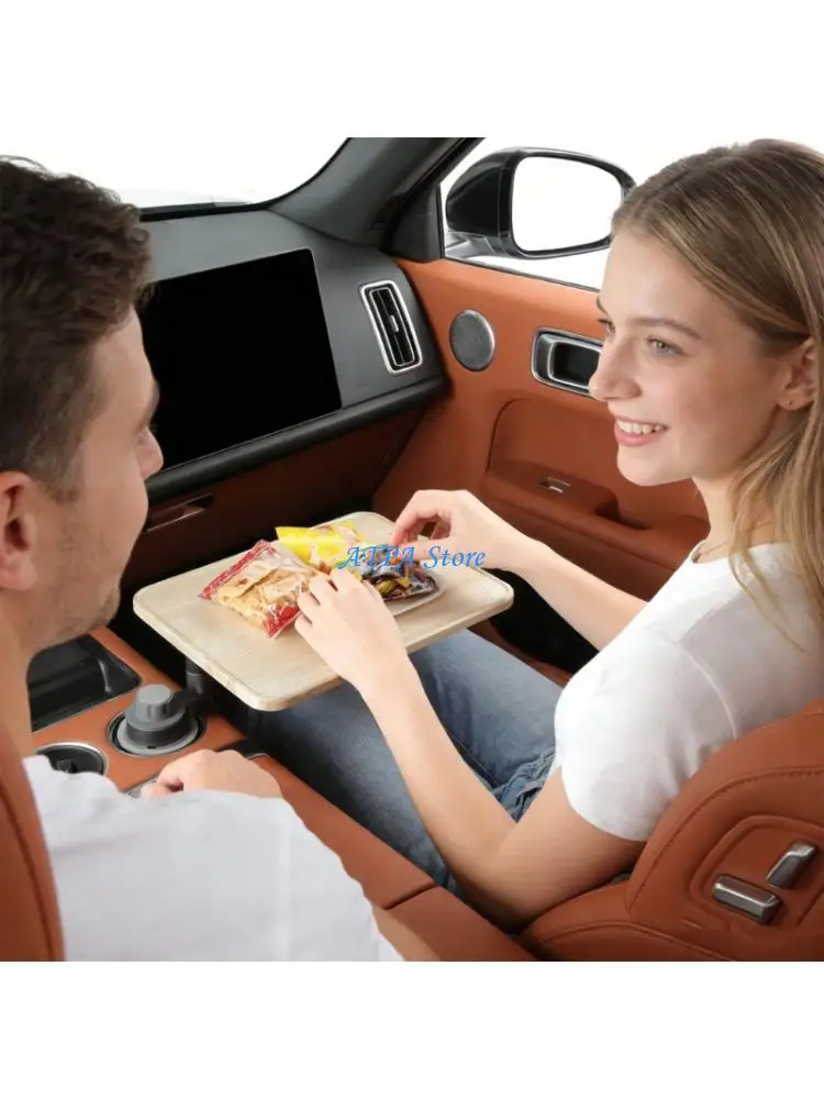 U13C Rotatable Cup Holder Car Mount Suspension Tray with Long Rod Design Providing Stable Platform for Food Laptops Drinks
