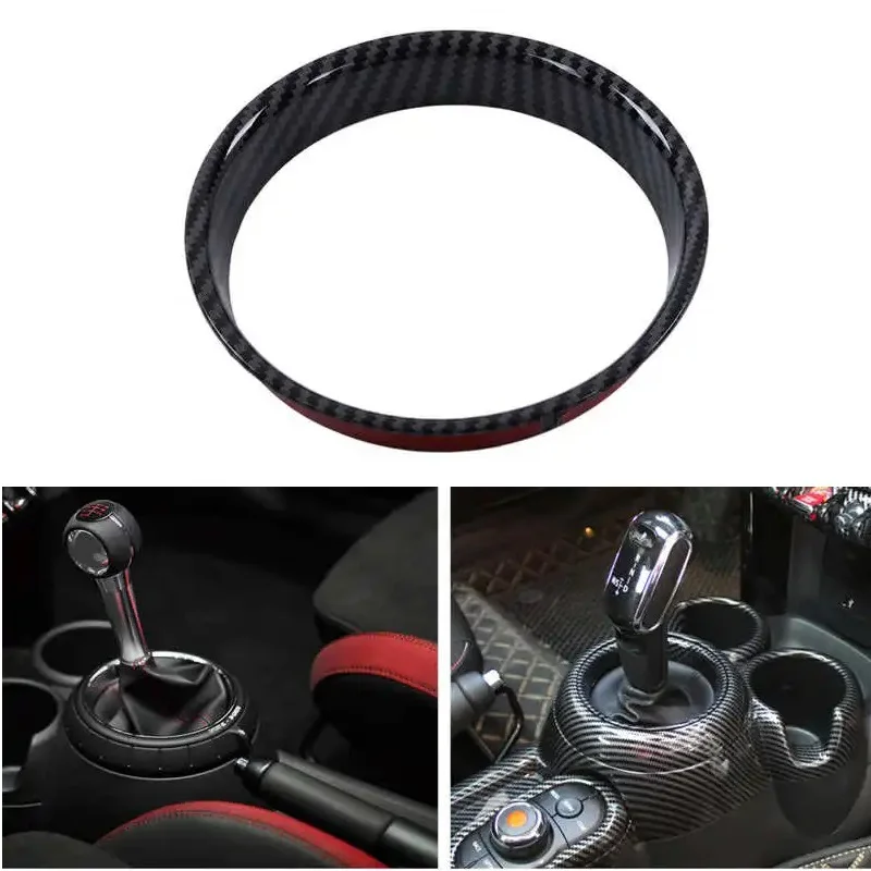 Fit For Mini Cooper Hatchback F54 F55 F56 F57 F60 2014-2021 Gear Shift Panel Ring Cover Trims Frame ABS Carbon Fiber Style