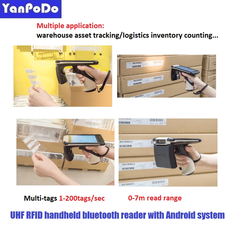 Yanpodo Barcode WiFi Blue-tooth GPS multi-function UHF RFID portable handheld reader Chinese R3000 chip Android system free SDK