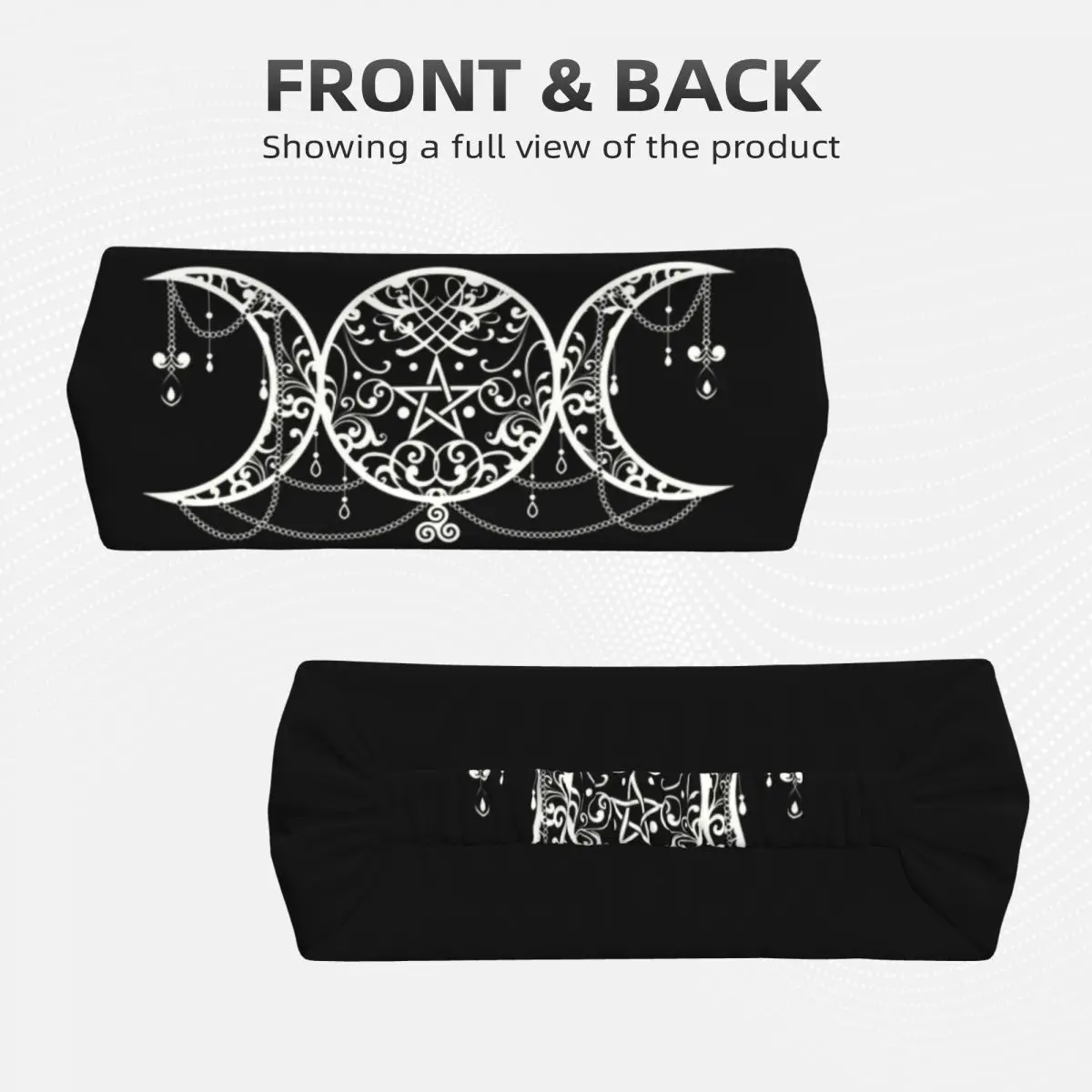 Custom Triple Moon Goddess Sport Headbands for Men Women Elastic Moisture Wicking Pentagram Pagan Wiccan Athletic Sweatbands