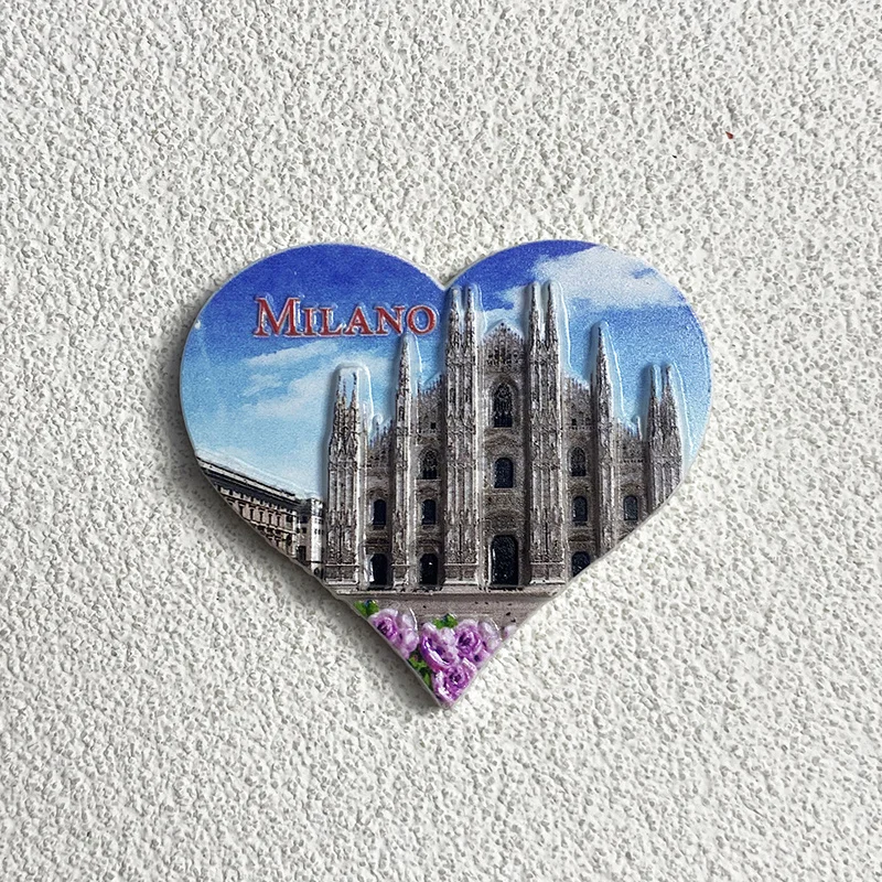 

Milan Cathedral, Italy Creative Heart-shaped Vintage Home Mobile Decoration Magnetic Fridge Magnet Travel Souvenir