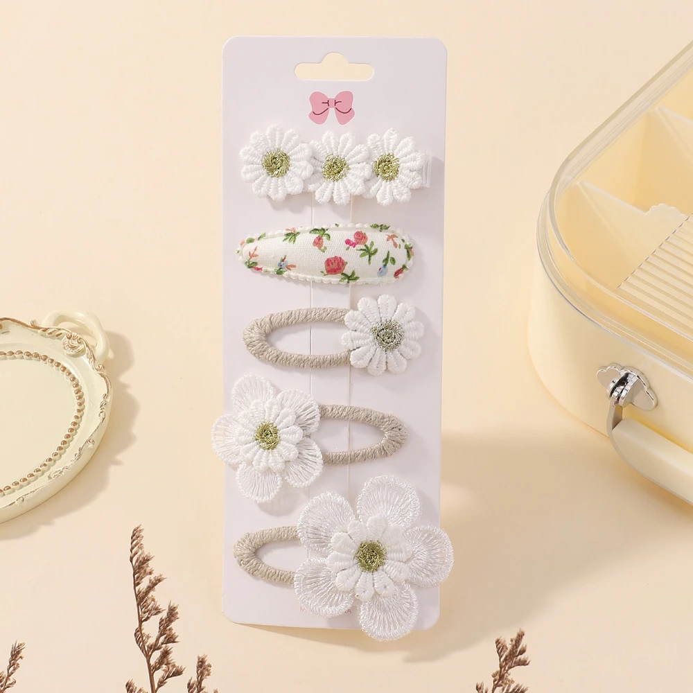 

5Pcs BB Clips Set for Children Sweet Printe Hairbangs Hairclip Girls Barrette Ins Style Daisy Hairpin Ornaments Hair Accessories