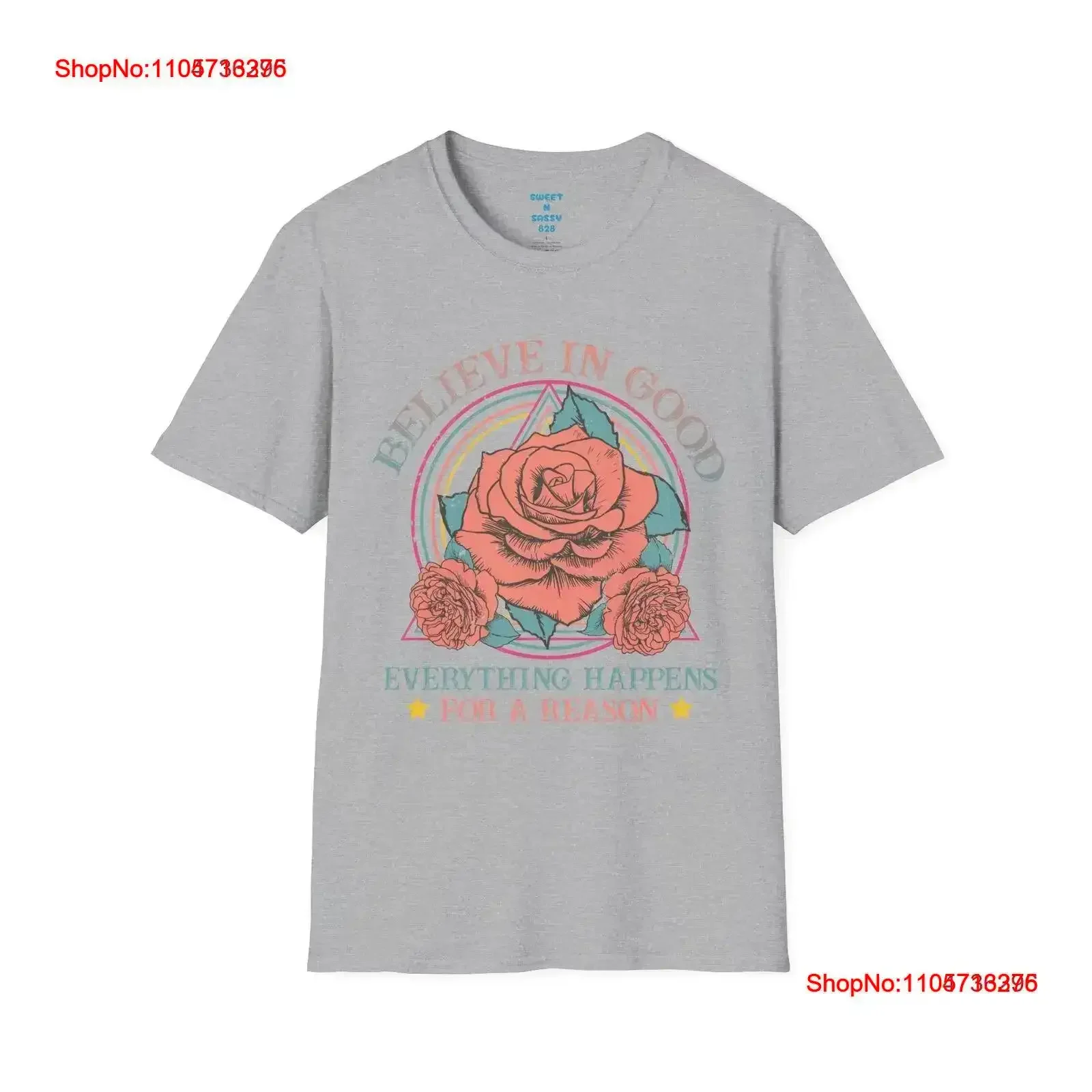Everything Happens for a Reason T Shirt Inspirational vintage Washed Stretched graphic Top Everyday Wear Slightly vintage