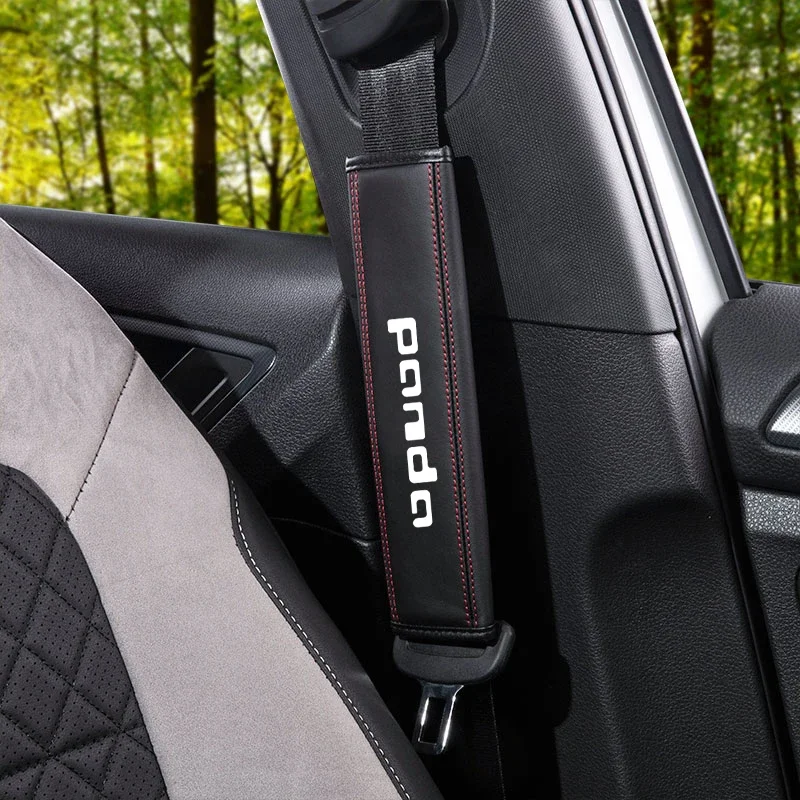 For fiat panda 1pc Cowhide Car Interior Seat Belt Protector Cover For fiat panda car Auto Accessorie