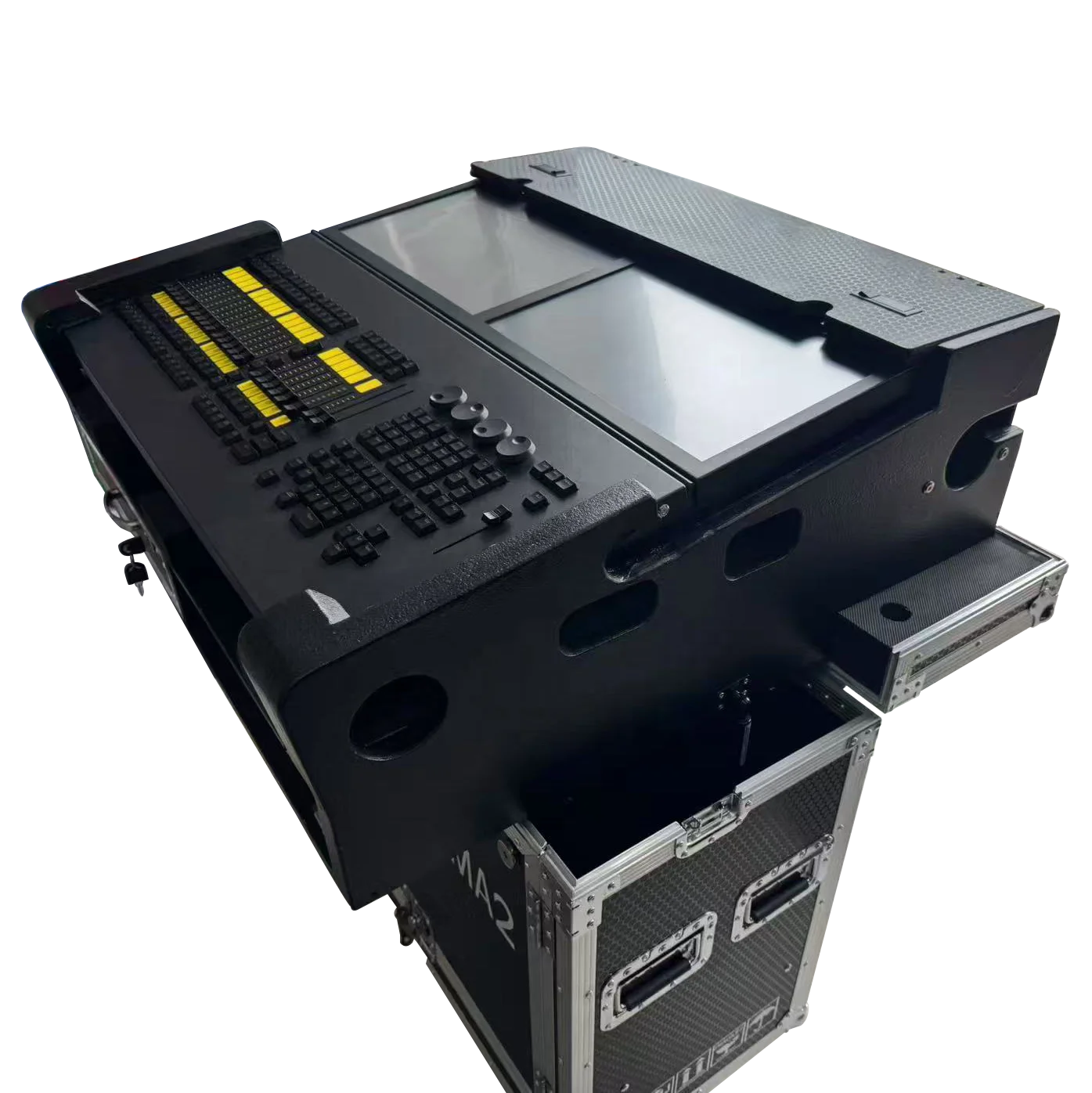 Customized M A 2 Two Screen Mixer Hydraulic Flip Road Flight Case With 2u Drawers OEM Supported