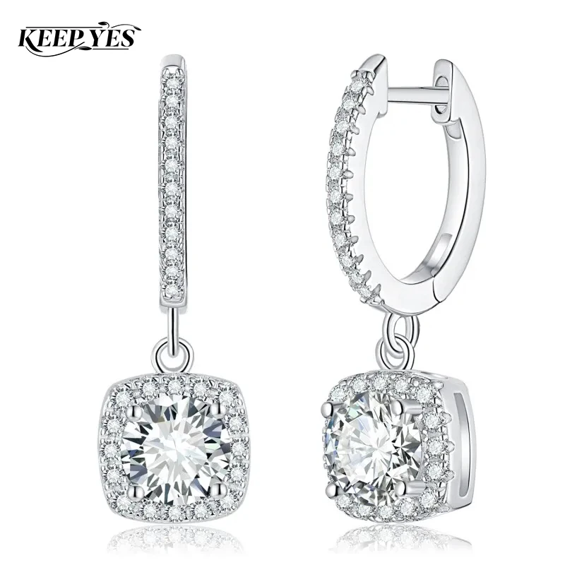 

KEEP YES 1.0ct 6.5mm Square Cut Moissanite Diamond Earrings 925 Sterling Sliver Hoop Earring for Women Wedding Party Jewelry