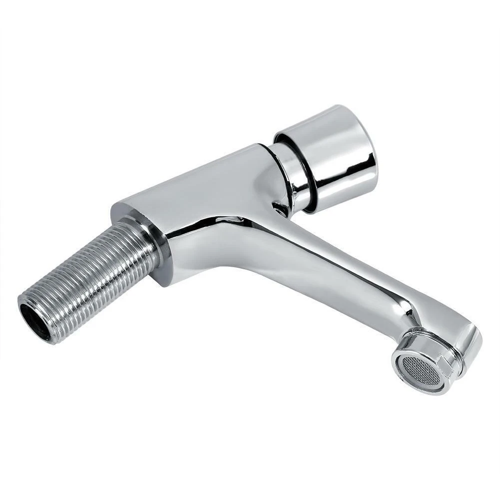 Kitchen Faucet Public Bathroom Delay Press Type Single Cold Water Faucet Plated + Brass Water-Saving Faucet  Kitchen