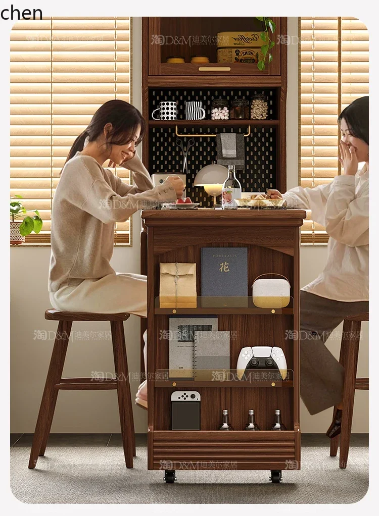 DSA solid wood dining side cabinet, black walnut rock slab, narrow side bar table, living room against the wall
