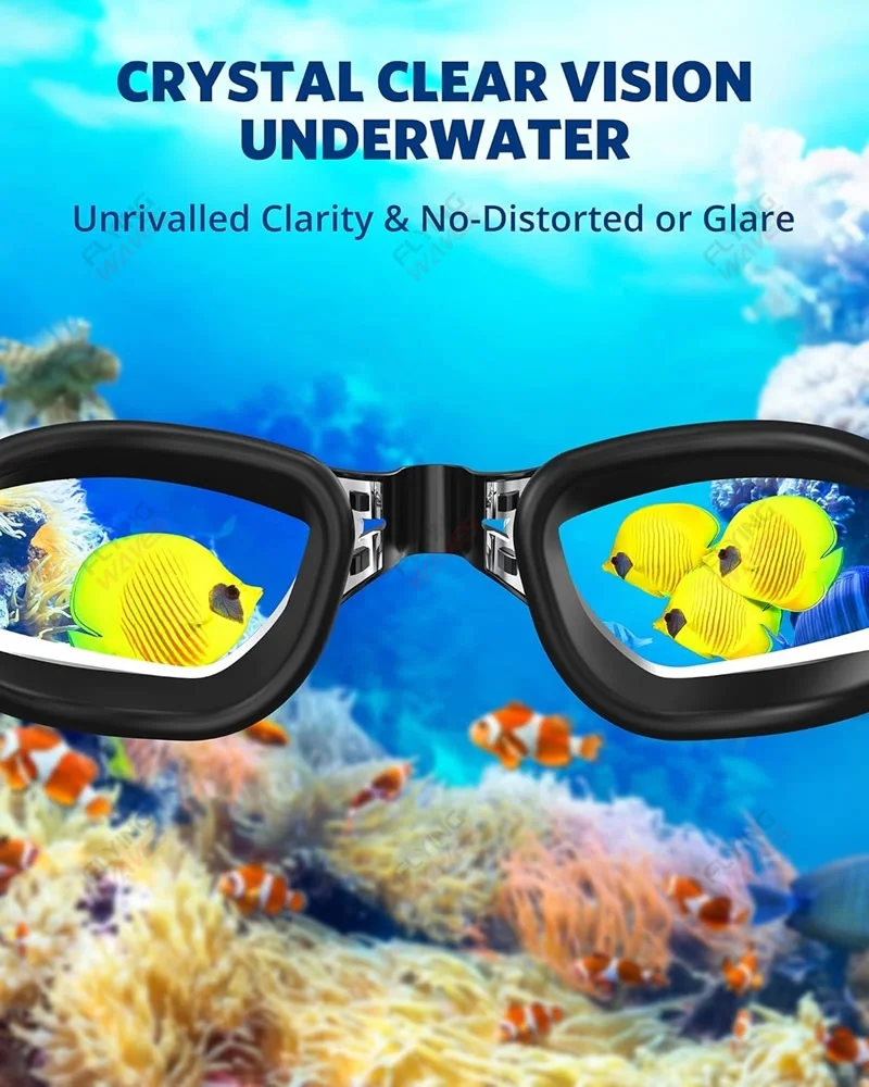 Verstellbare Silikon-Schwimmbrille für Erwachsene und Jugendliche, Herren und Damen, beschlagfrei, UV-Schutz, auslaufsicher, verspiegelte Schwimmbrille, Poolbrille – Detail 5