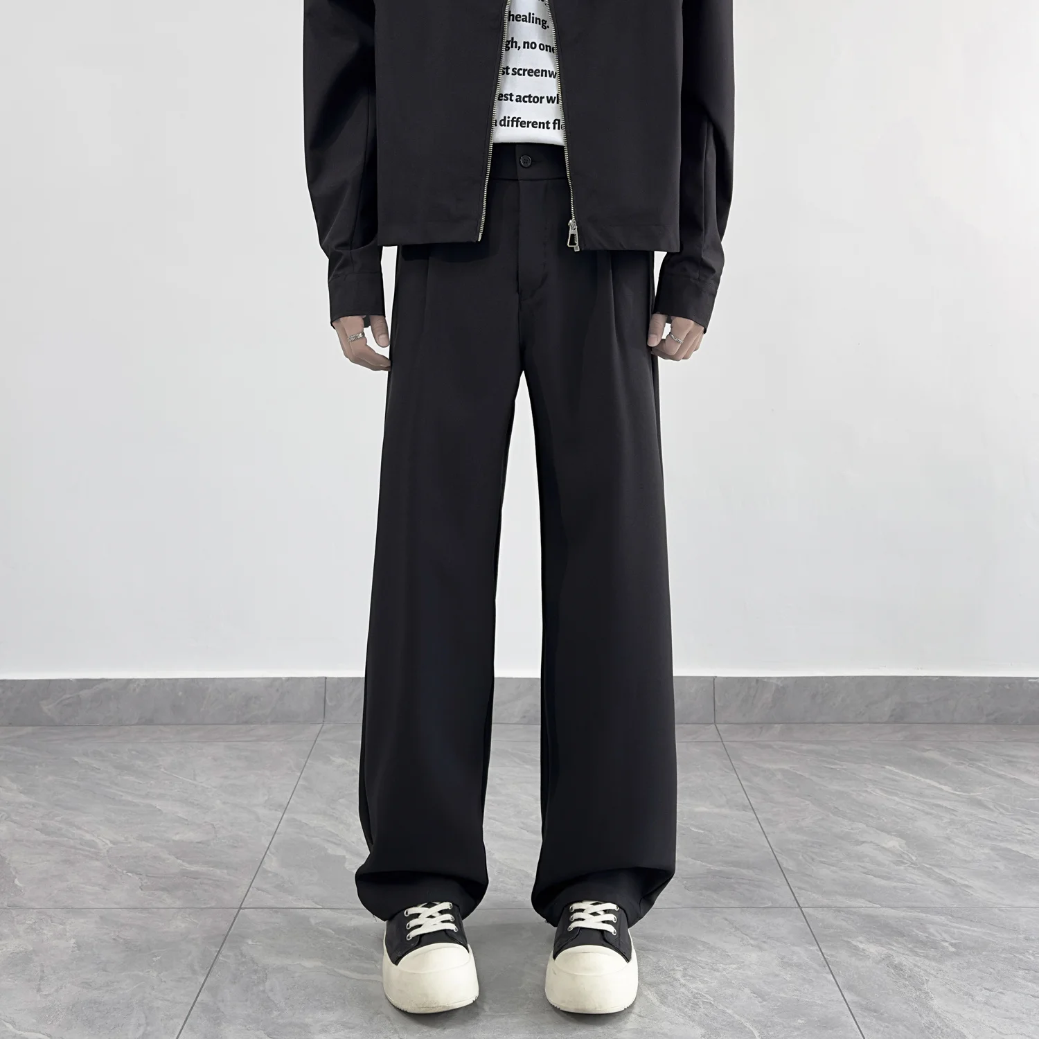 

Мужские осенне-зимние брюки прямого кроя свободного кроя, повседневные длинные брюки в пол, классические брюки-костюм, модная брендовая мужская одежда