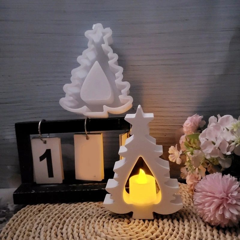 Tealight Holder Molds Christmas Tree Silicone Texture Holder Molds E0BE