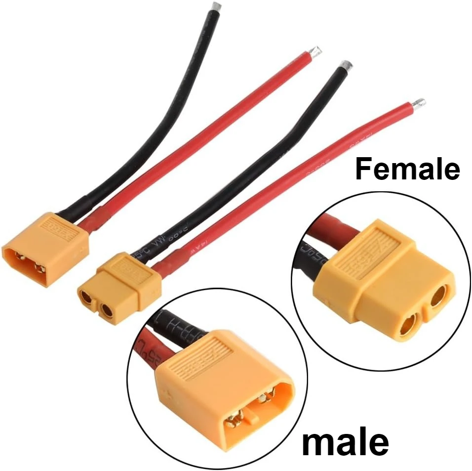 5Pairs XT60 Male Female Connector 55mm 12AWG/14AWG Soft Silicone Wire for RC Lipo Battery Drone Quadcopter