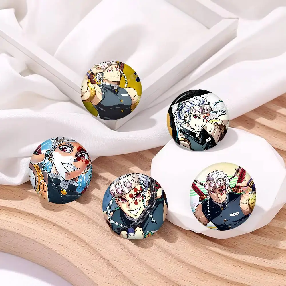 Tengen Uzui Tinplate Pin Button Custom Anime Role Old-school Brooch Cartoon Collar Badge Jewelry Gift Fans