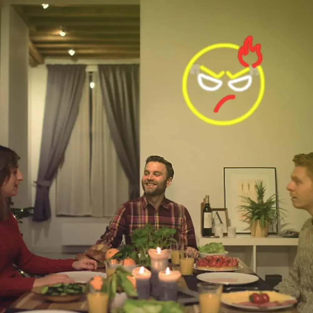 Angry Expression LED Neon Sign USB Dimmable Neon Light Sign for Gameroom Bedroom Bar Livingroom Birthday Party Gift Wall Decor