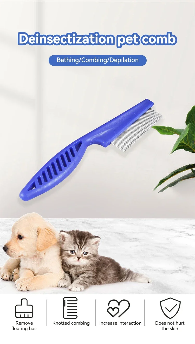 Hot Sale Pet Deworming Brush Cat And Dog Comb Pet Hair Removal Comb Stainless Steel Deworming Pet Comb