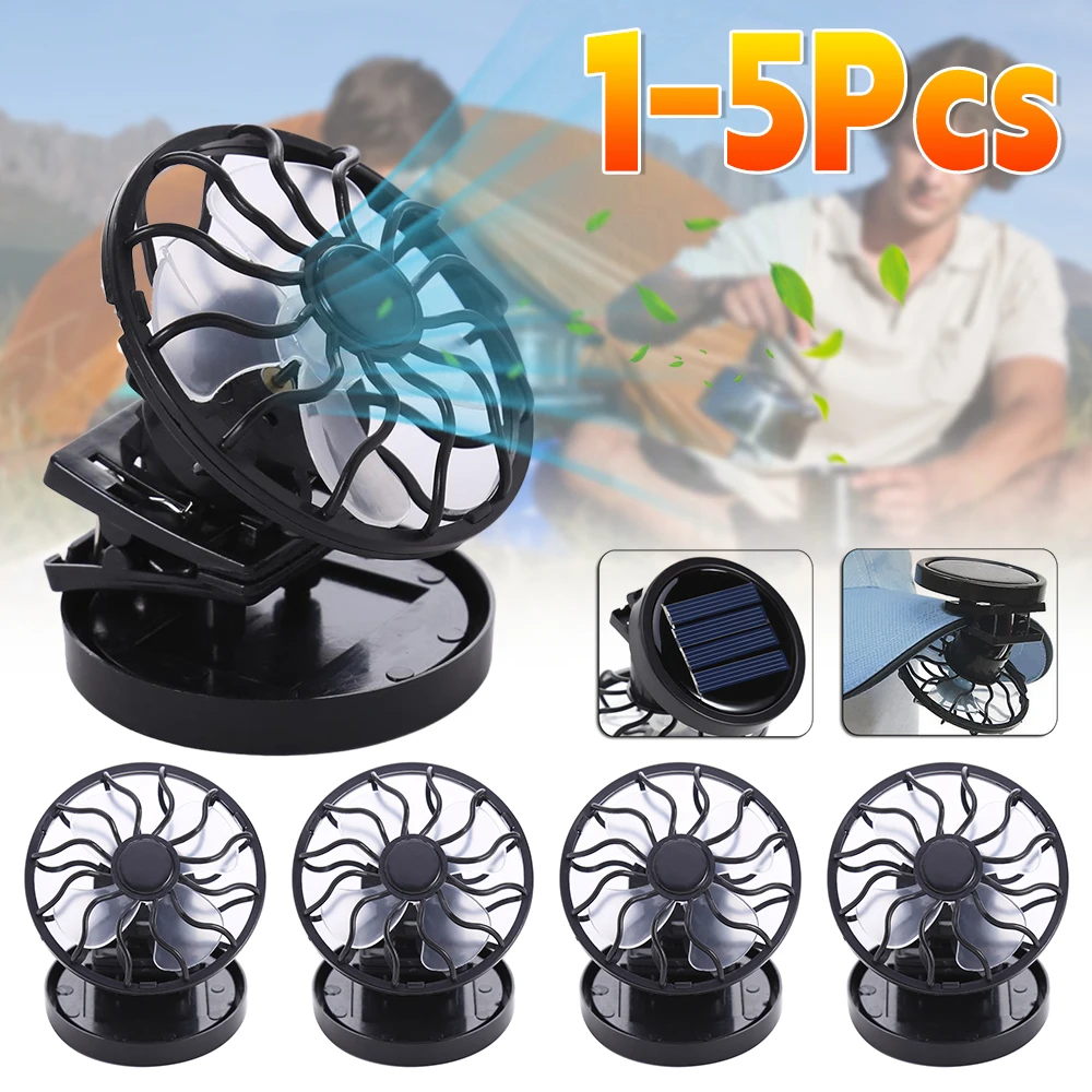 1-5 قطعة صغيرة تعمل بالطاقة الشمسية كليب مروحة المحمولة قبعة صيفية كليب برودة مروحة الطاقة التهوية السفر سطح المكتب المشبك مروحة التبريد ﻿