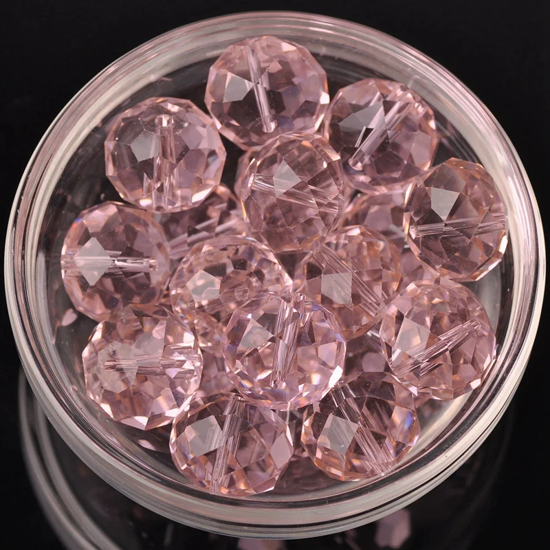 Rondelle Faceted Czech Crystal Glass Aqua Rose Color 3mm 4mm 6mm 8mm 10/12/14/16 18mm Loose Spacer Beads for Jewelry Making DIY