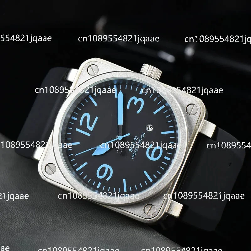 2024 Original Brand Men Automatic Mechanical Watch Bell Black Ross Rubber 46mm Large Dial Men for Watches