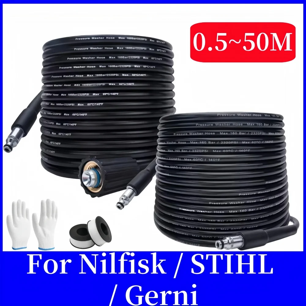 0.5~50m High Pressure Water Cleaning Hose Pipe Cord Pressure Washer Hose Car washer Water Hose For Nilfisk STIHL Gerni HUSQVARNA