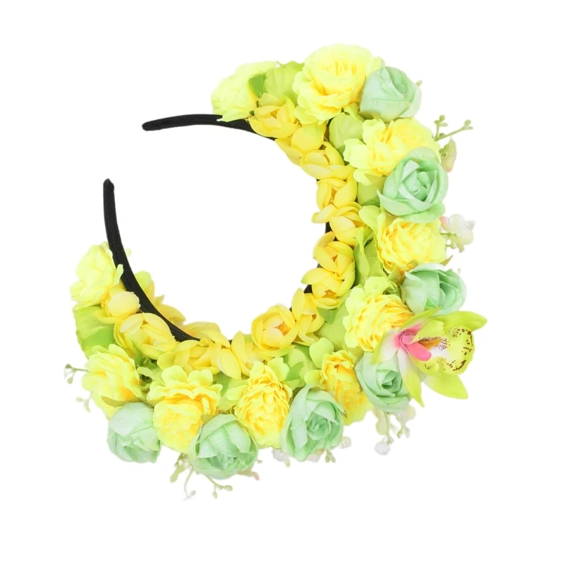 YQ Eye Catching Flower Headband for Bride Flower Headband for Spring Wedding Party