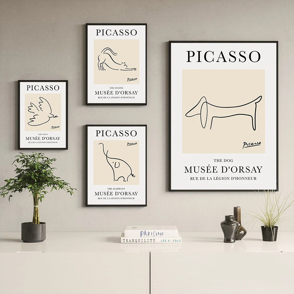 Pablo Picasso Animal Sketch Dog Cat Drawing Posters Line Art Prints Exhibition Gallery Wall Pictures Canvas Painting Home Decor