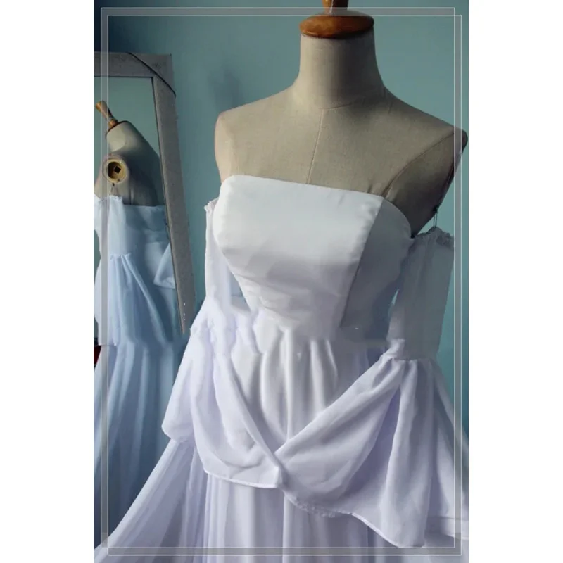 أنيمي إيلين تأثيري فستان مُصمم حسب الطلب زي الأبيض لوليتا فستان طويل من الشيفون أي حجم للنساء الفتيات هالوين زي A9122