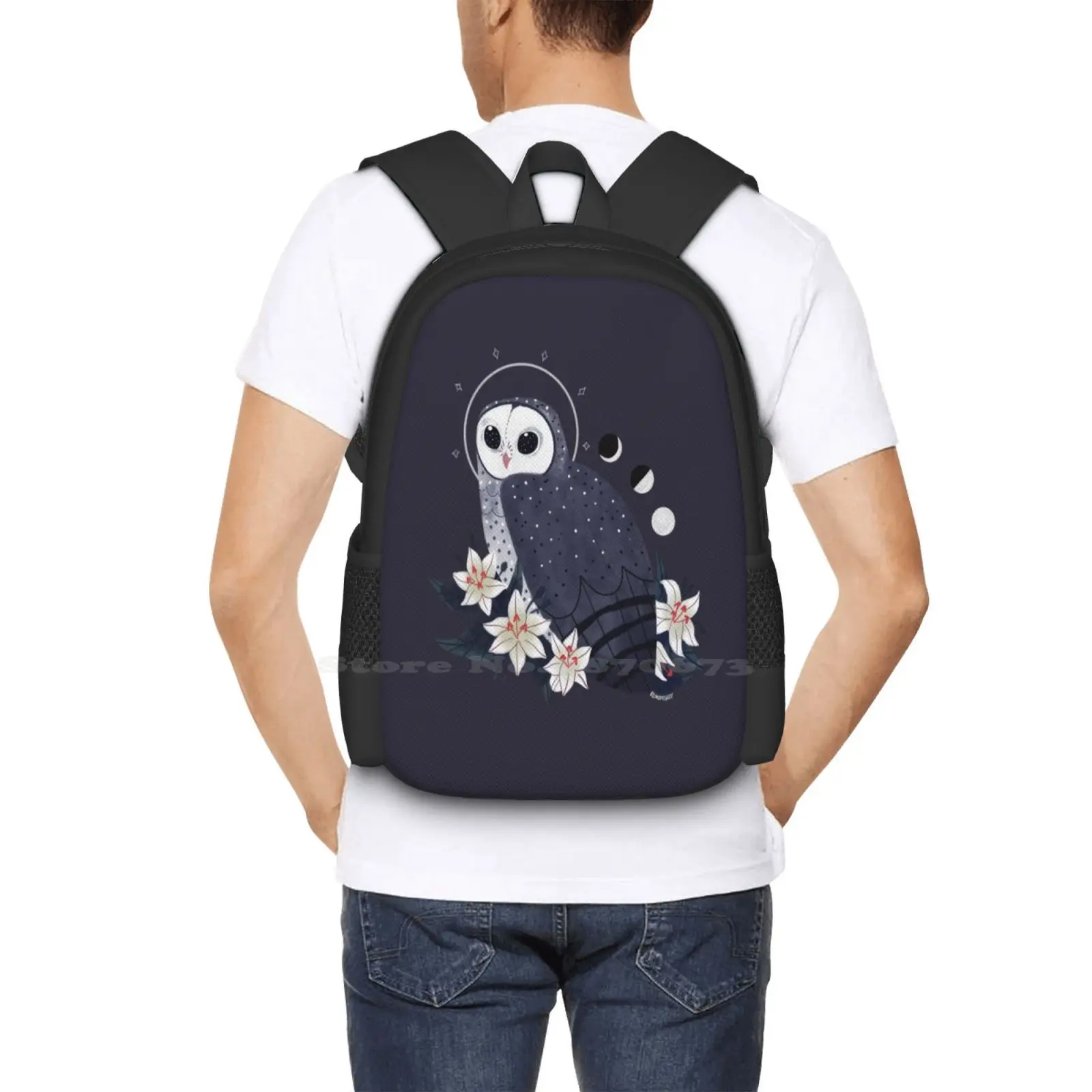 Mochila con estampado de búho para estudiantes universitarios, morral con diseño de búho, pájaro, bruñido, mágico, para adolescentes