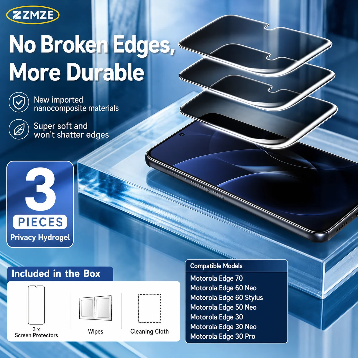 3PCS Privacy Hydrogel Film For Motorola Edge 60 50 30 Neo 30 20 70 60 Stylus 30 Pro 20 Lite 20 Fusion