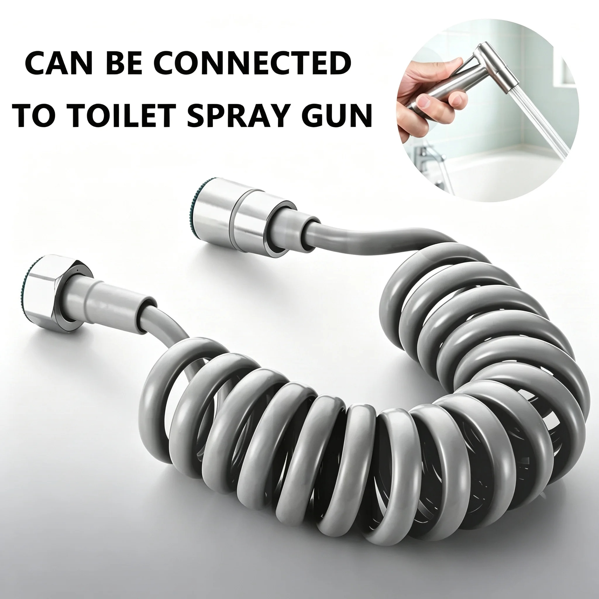 1.5m Spring Shower Hose Flexible Bathroom Water Pipe Compatible With Toilet Spray Gun for Quick Cleaning & Daily Maintenance