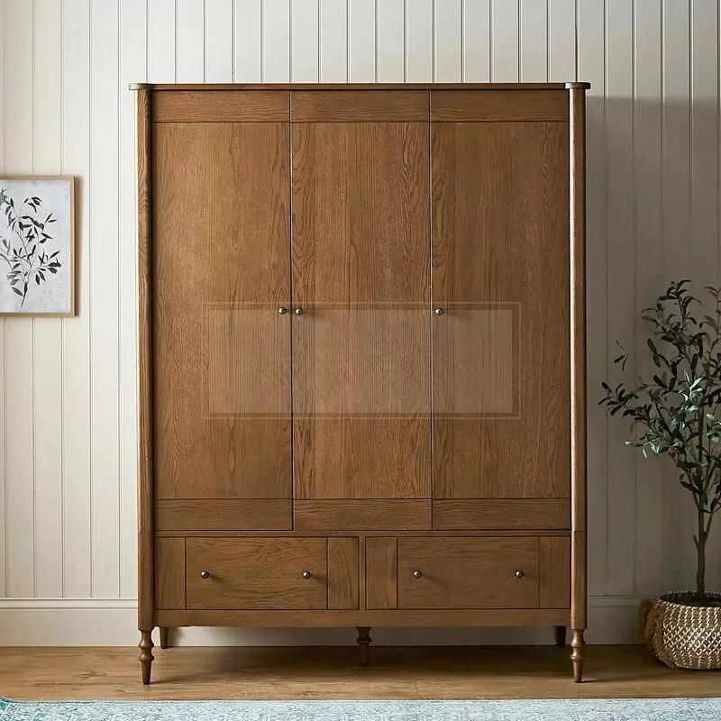 retro solid wood wardrobe old hanging wardrobe walnut bedroom furniture