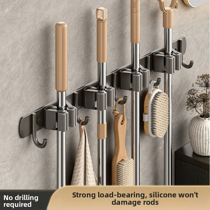 

Stainl Steel Wall-Mounted Broom Hook for Home Daily Batoom Sweeper Storage No Drilling Required Multi-Purpose Mop Holder