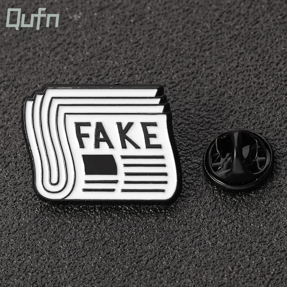 Fake Newspaper Cute Enamel Brooch Fashion Lapel Pin Journalist Newspaper Office Gift For Man Women Coat Jackets Suit Badges