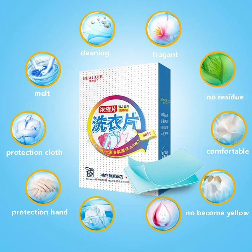 90/180Pcs Laundry Tablets Underwear Cleaning Soap Children\'s Clothing Concentrated Washing Powder Detergent For Washing Machines