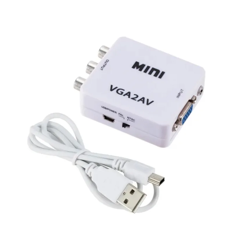 HD 1080P Mini VGA to AV RCA Converter Adapter with 3.5mm Audio Support  VGA2AV RCA Converter PC to TV HD Computer to TV - view 4
