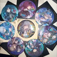 Honkai:Star Rail Four or Five-star Roles PET Double Flash Badge 75mm Laser Pin Badge Cosplay Accessories for Clothes Brooch Gift