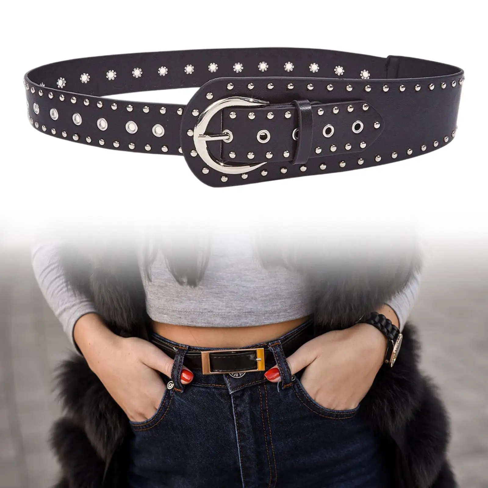 

Поясной ремень для женщин, повседневный регулируемый практичный ремень с пряжкой, одинарная пряжка для брюк, курток, свитеров, джинсов, вечеринок