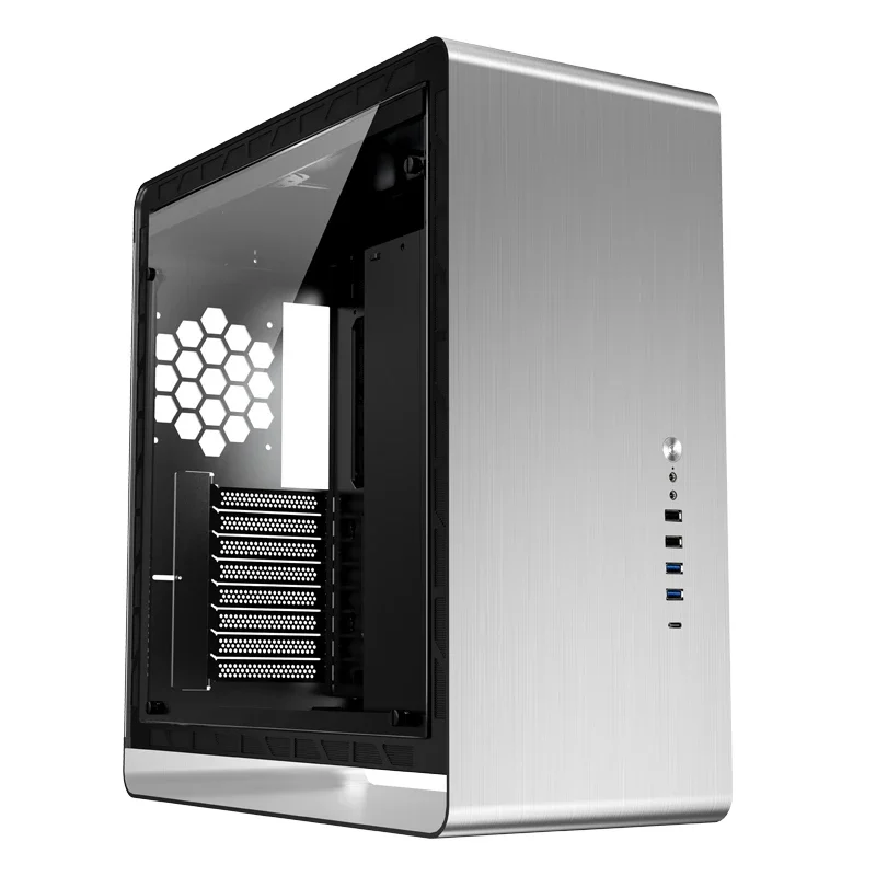 UMX6 Aluminum ATX Full Tower Case, Double-Sided Tempered Glass & Type-C, Supports E-ATX & 360mm AIO