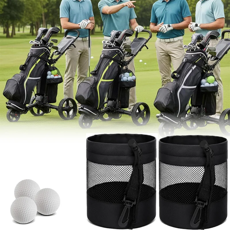 

Polyester Golf Ball Storage Bag With Handle Drawstring Closure Mesh Pocket Design Easy Organization Golf Shag Bag Golf Organizer