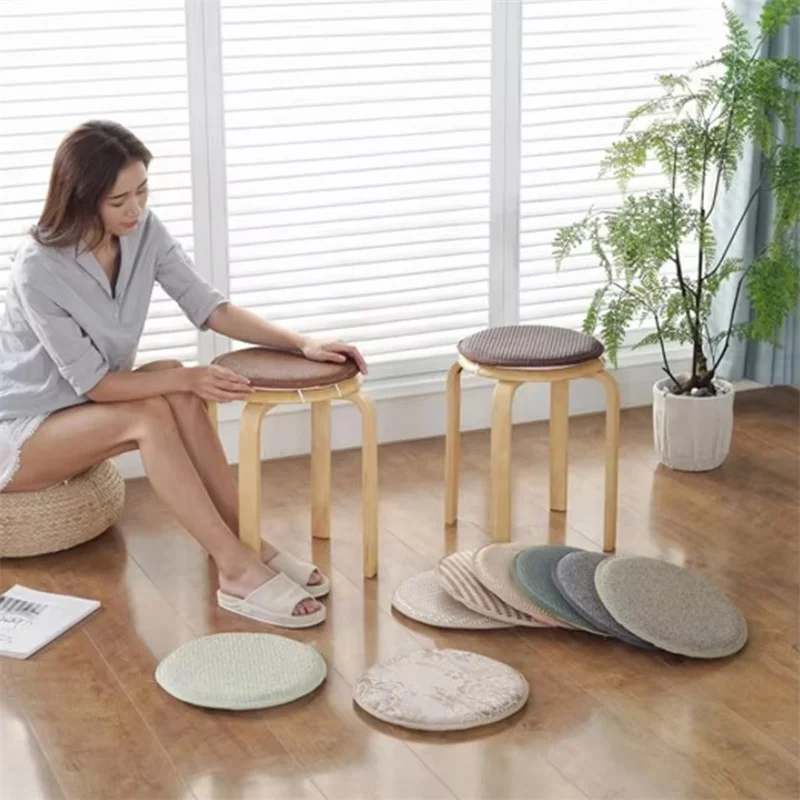 Summer Round Chair Cushion Round Stool Cushion Dining Chair Mat Bottom Strap Anti-slip Seat Cushion Sponge Seat Cushion